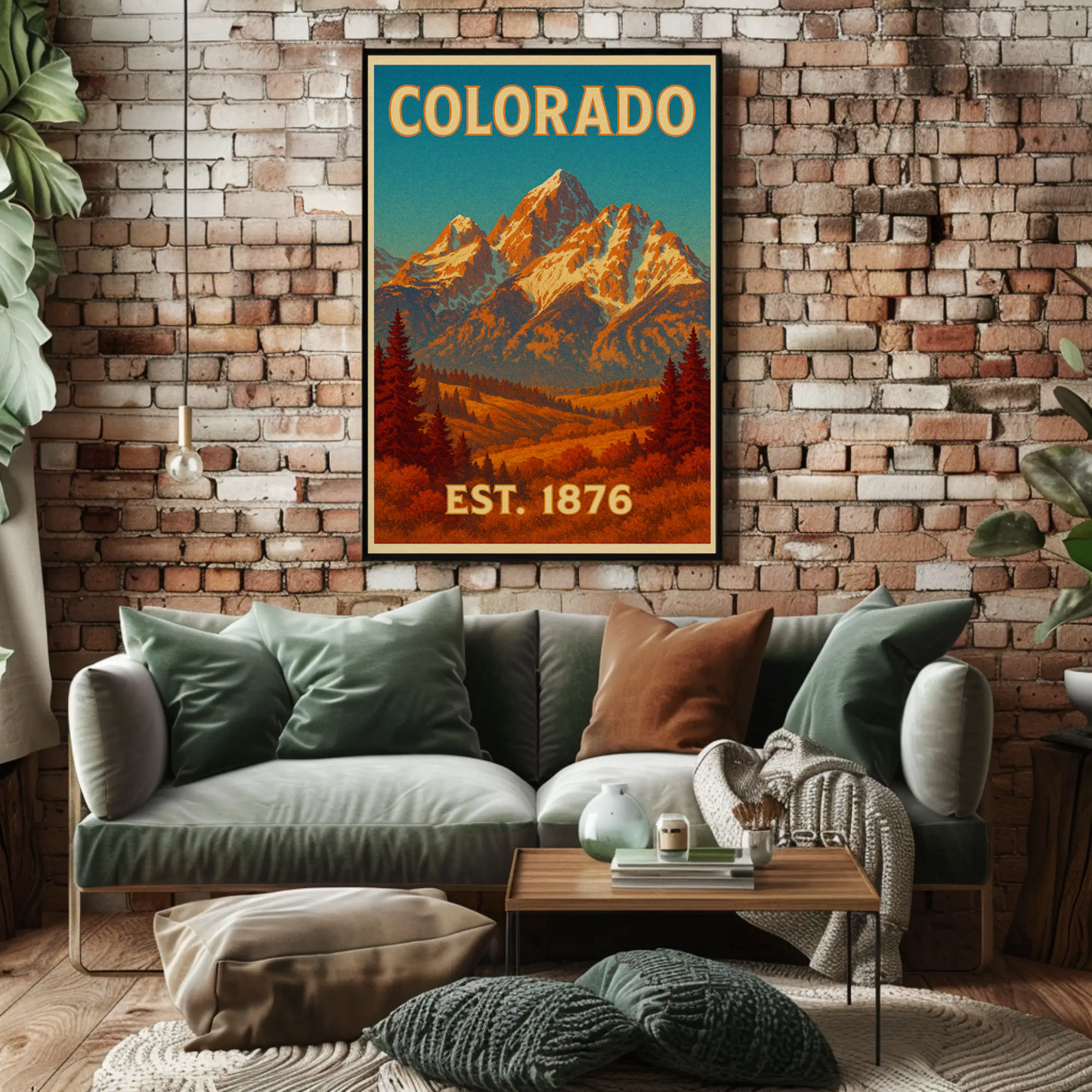 Colorado Rocky Mountains Sunset Est 1876 Travel Poster