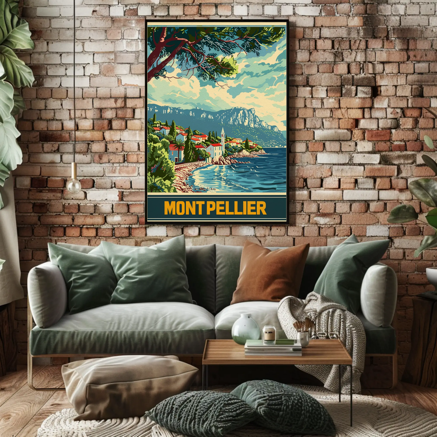 Montpellier Seaside Village Cliffs Trees Travel Poster