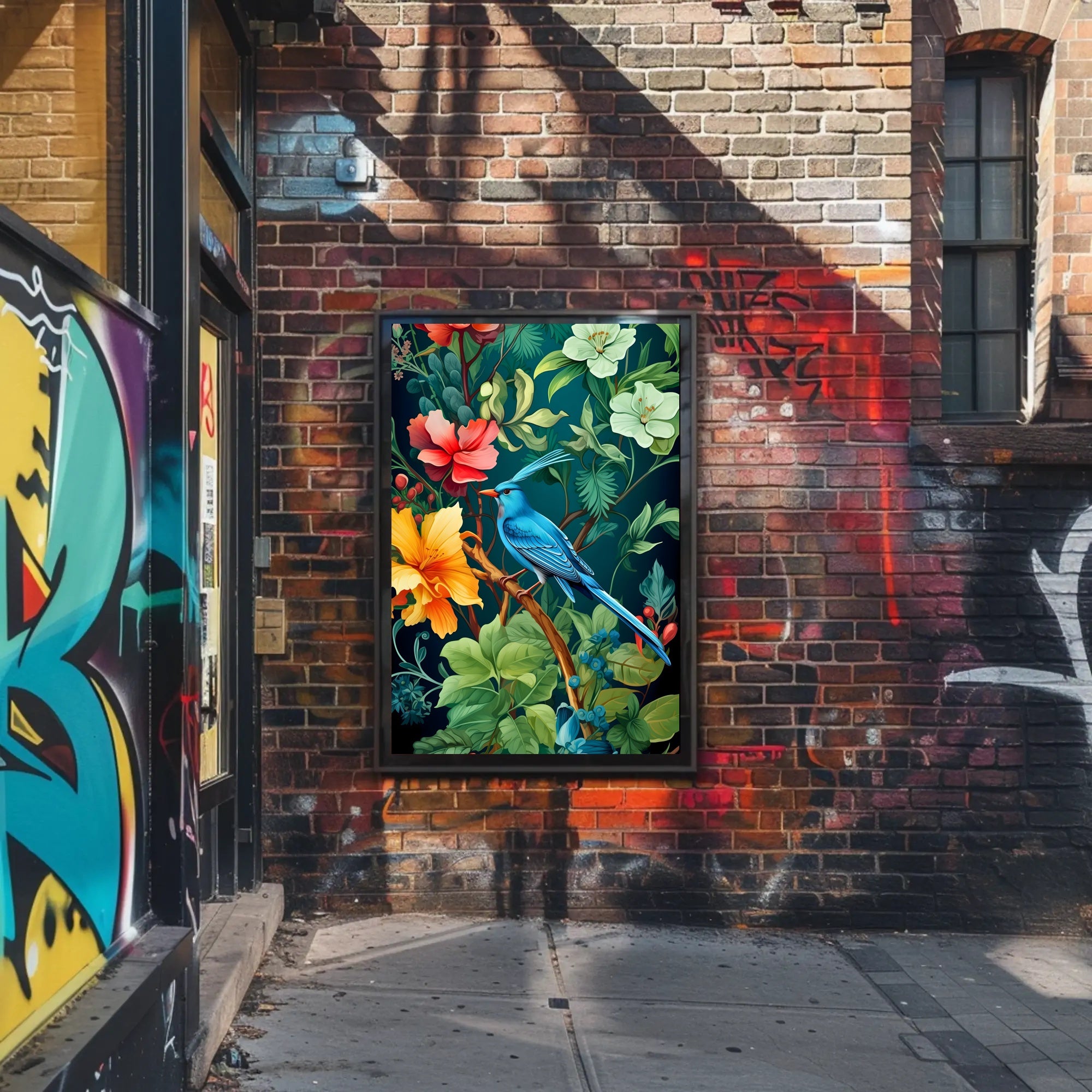 Tropical Bird and Flowers Vibrant Art Animal Poster