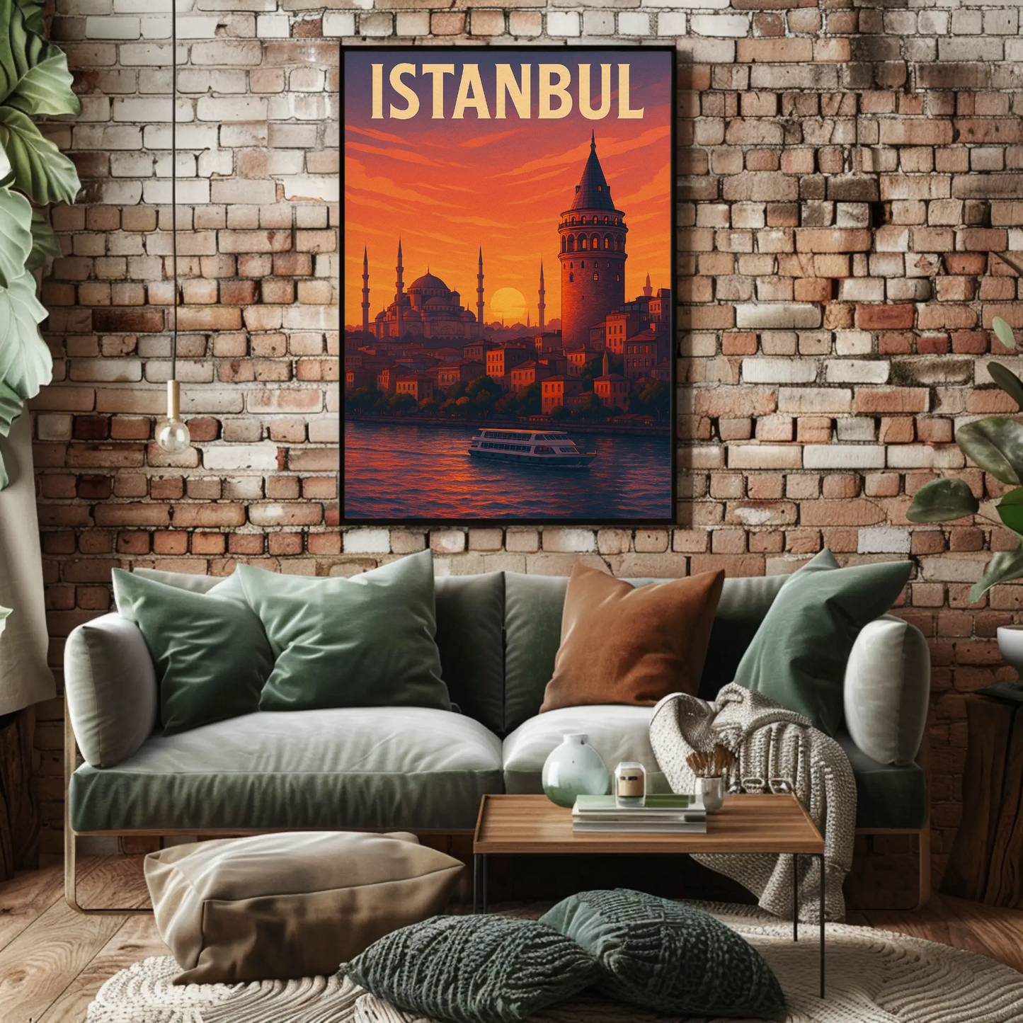 Istanbul Sunset Skyline Travel Poster