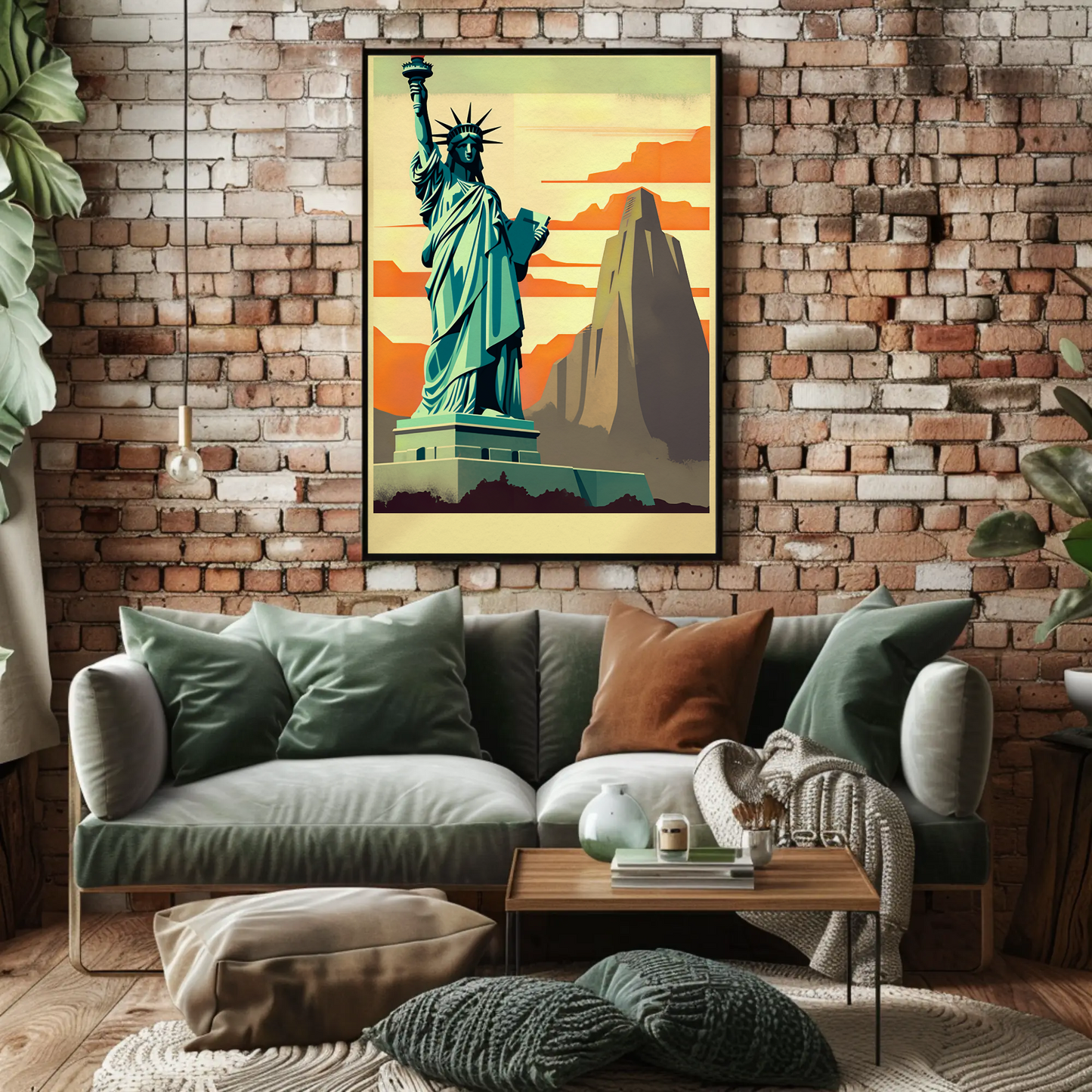 Statue Of Liberty Sunrise Monument Scene Travel Poster