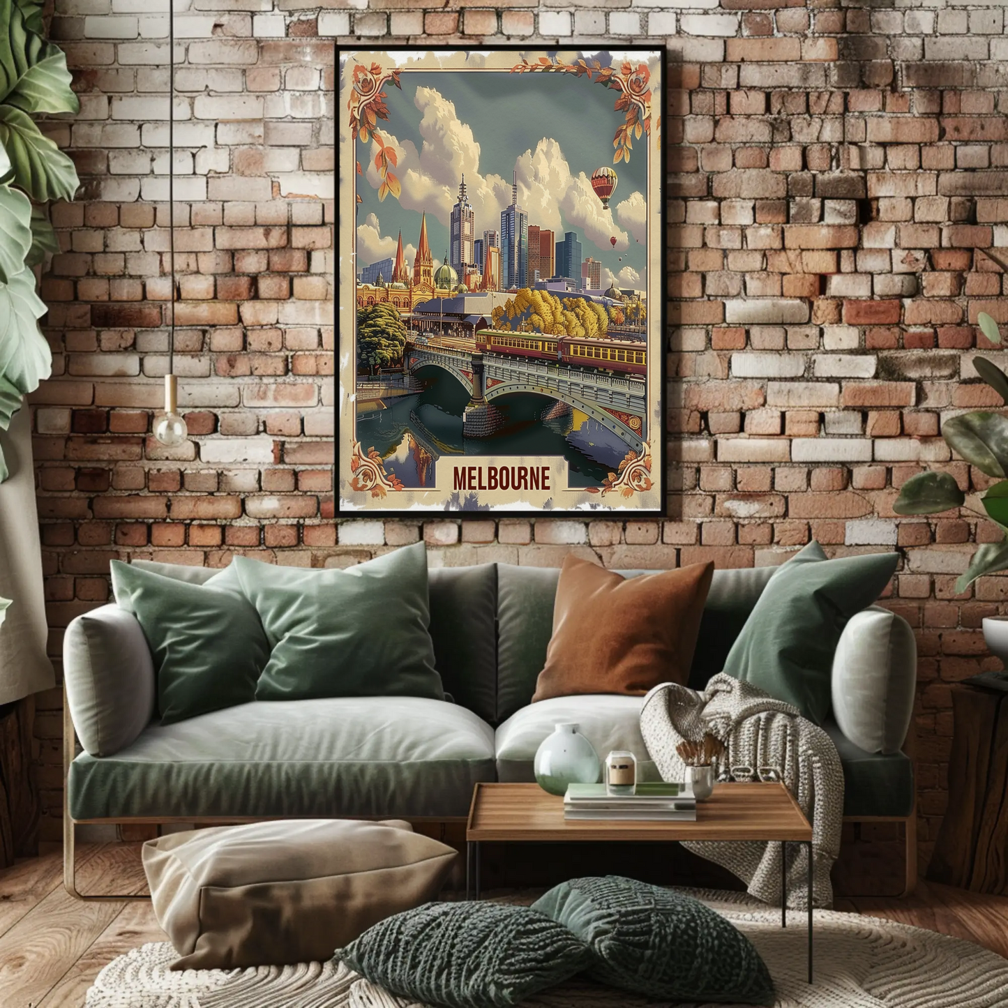 Melbourne Australia Skyline Bridge Travel Poster