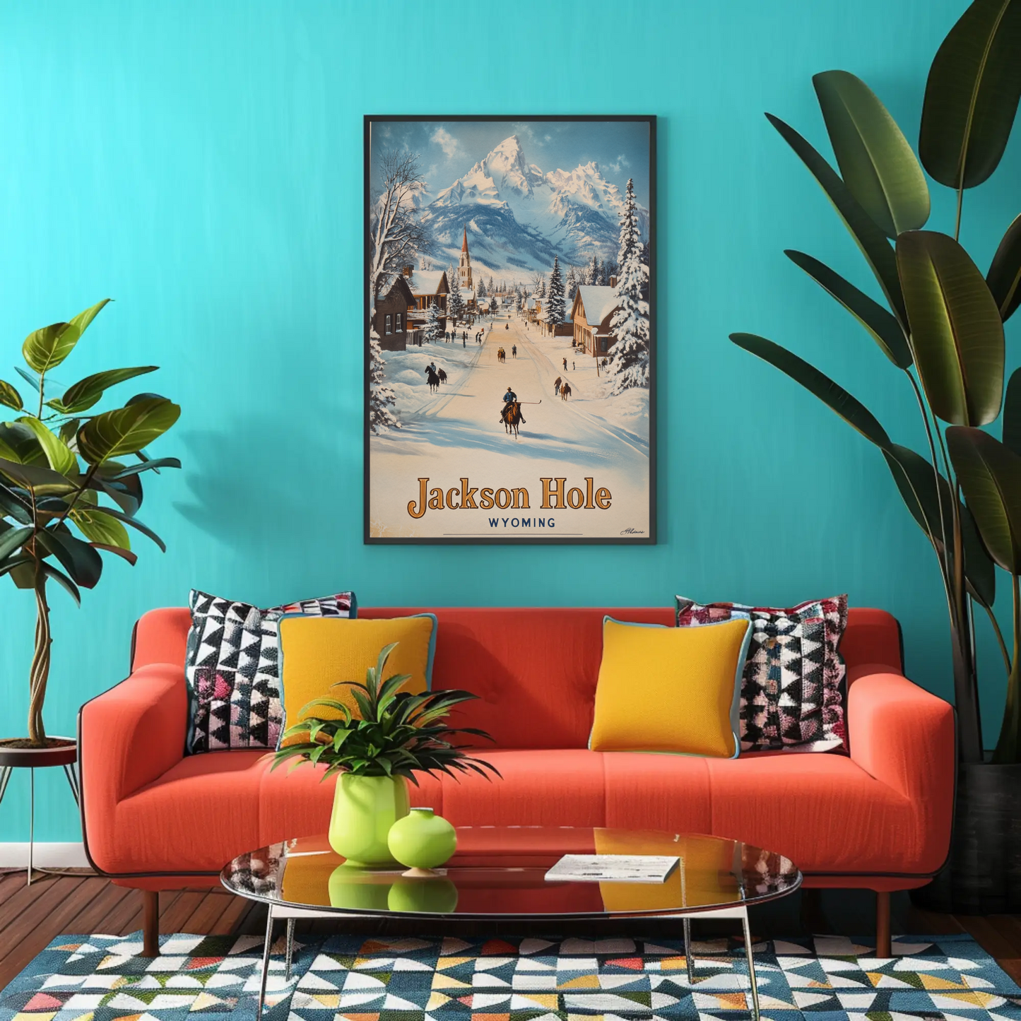 Jackson Hole Wyoming Vintage Poster - Snowy Town