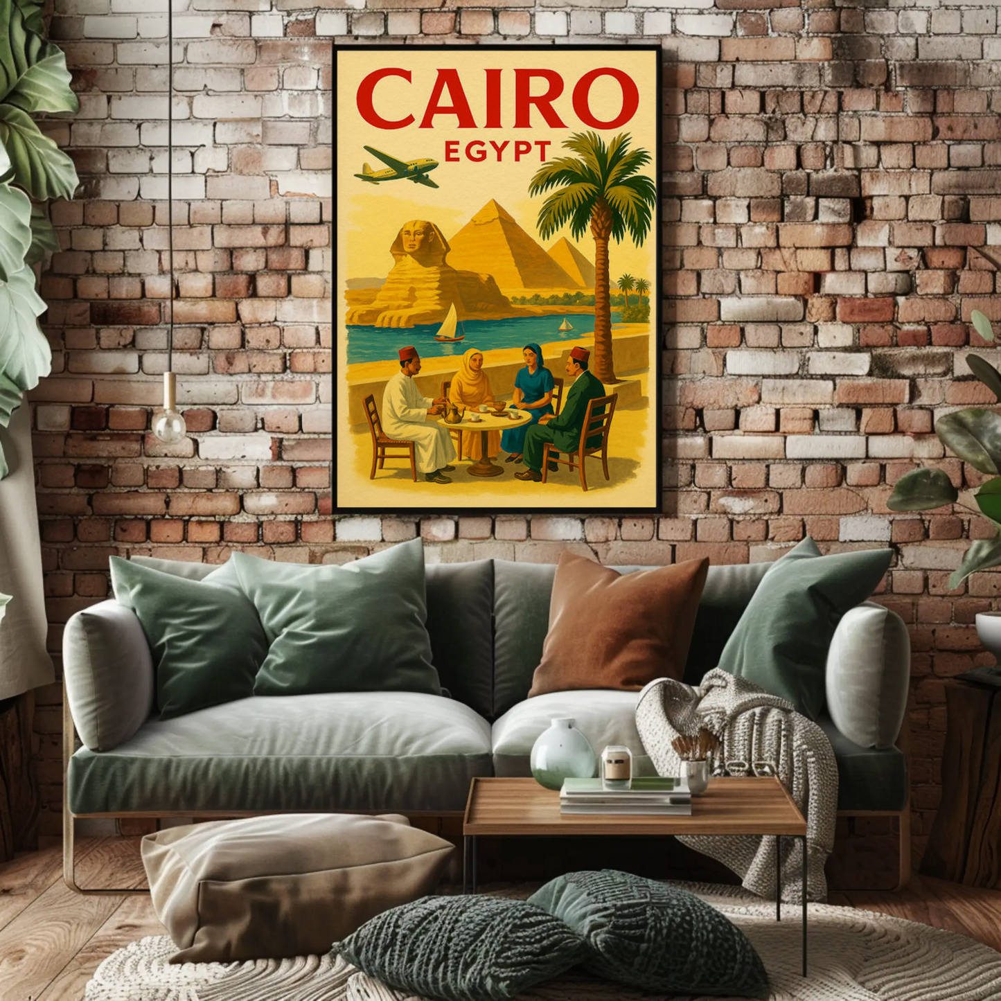 Cairo Egypt Pyramids Sphinx Vintage Culture Travel Poster