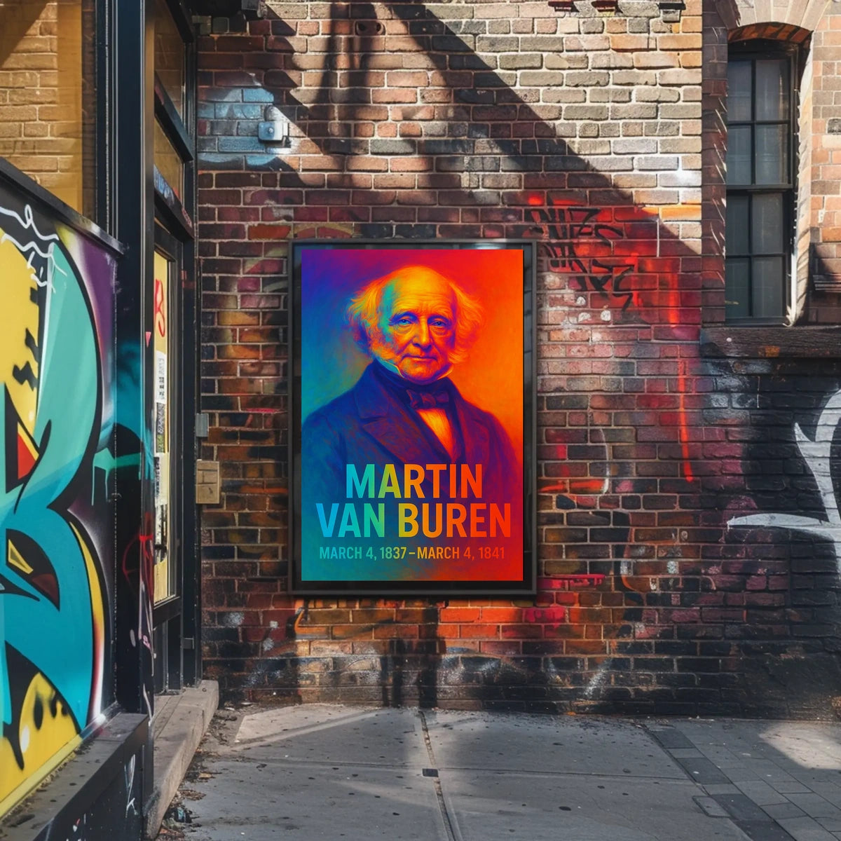 Martin Van Buren 8th President of the United States Neon Gradient Overlay Poster