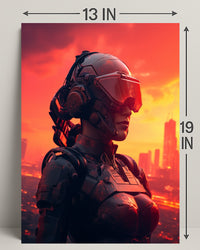 Cybernetic Sentinel At Sunset Poster PosterGoat