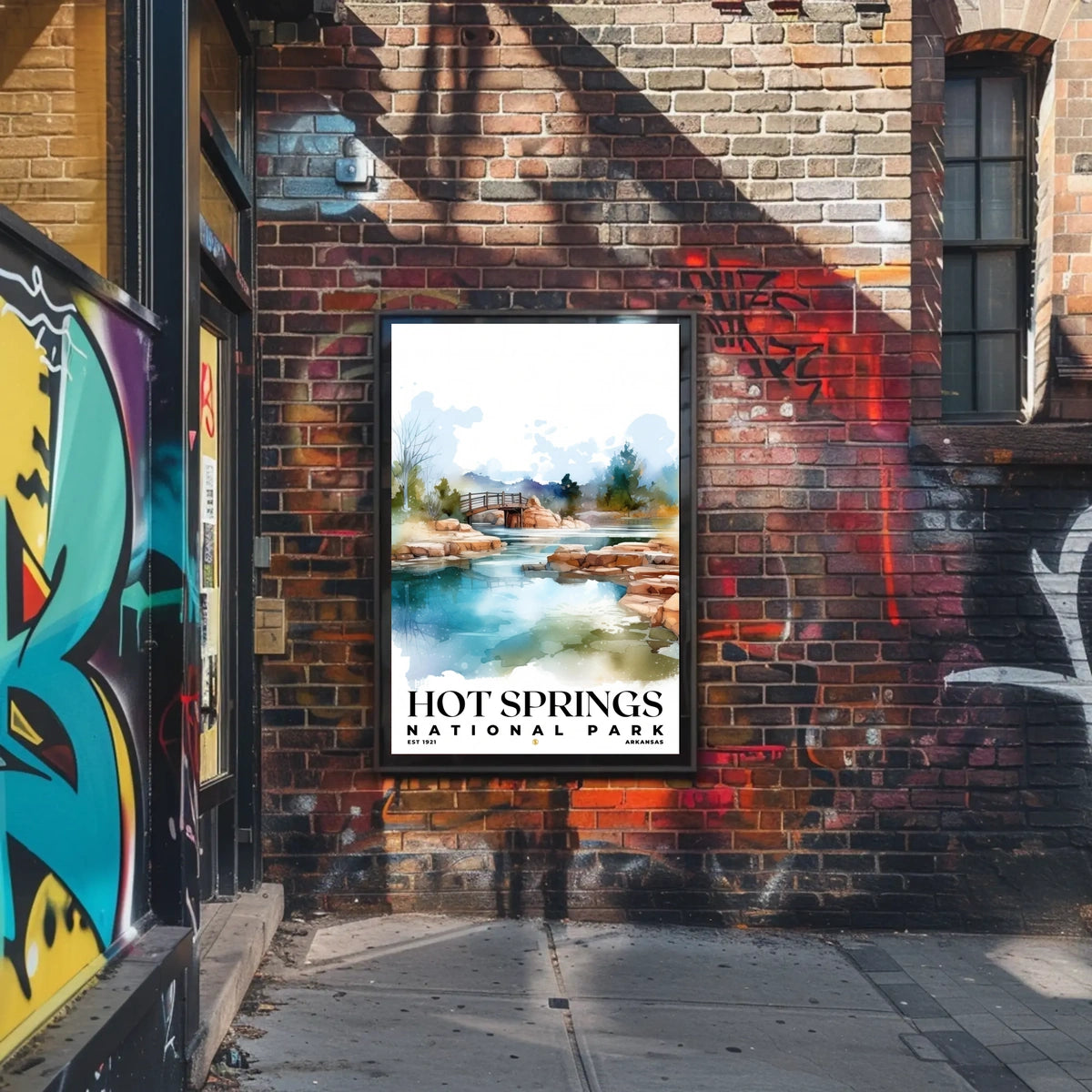 Hot Springs Watercolor Wall Art Poster