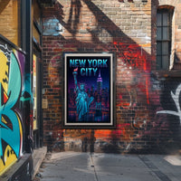 Neon NYC Skyline Night Cityscape Poster Modern Wall Art