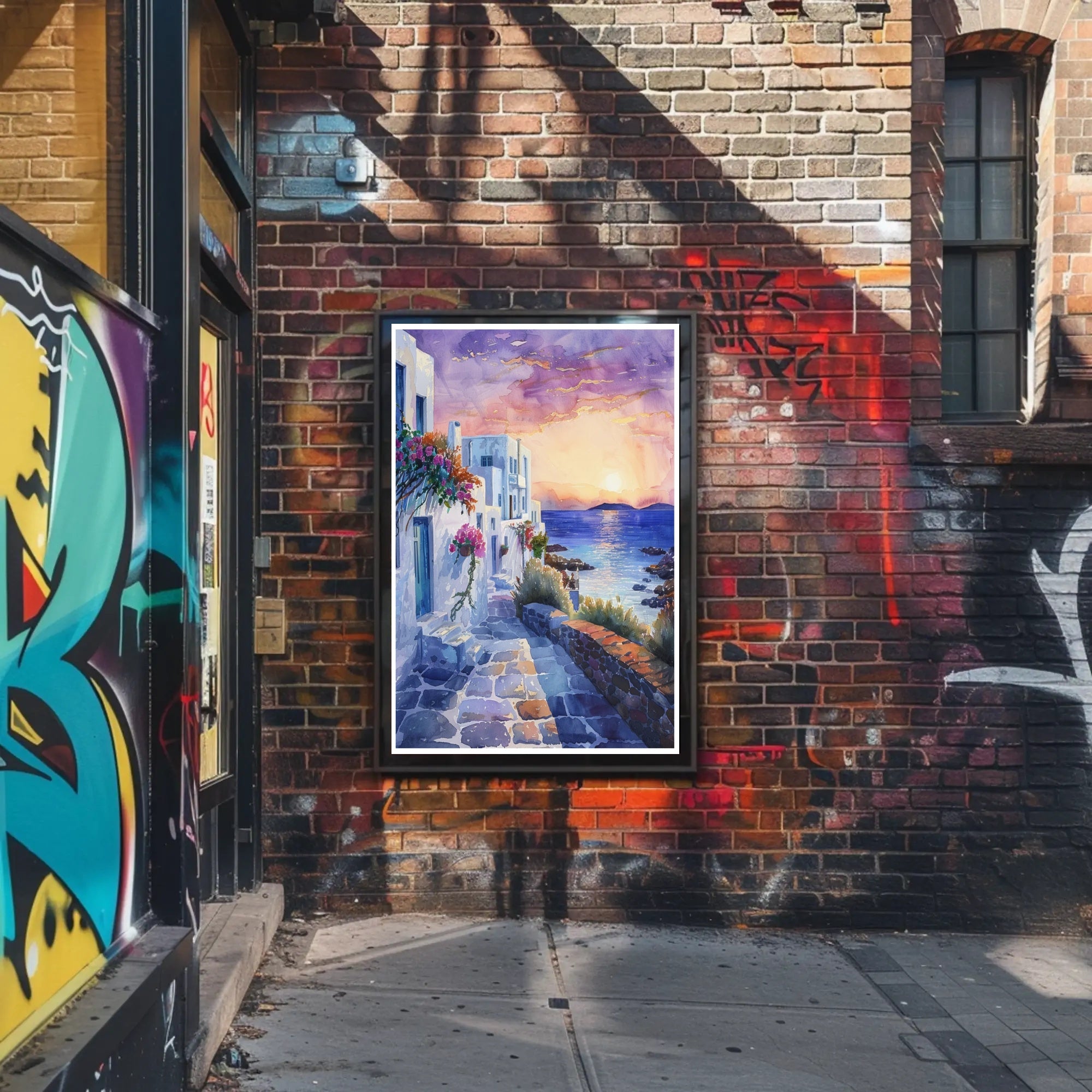 Sunset in a Coastal Village Poster PosterGoat