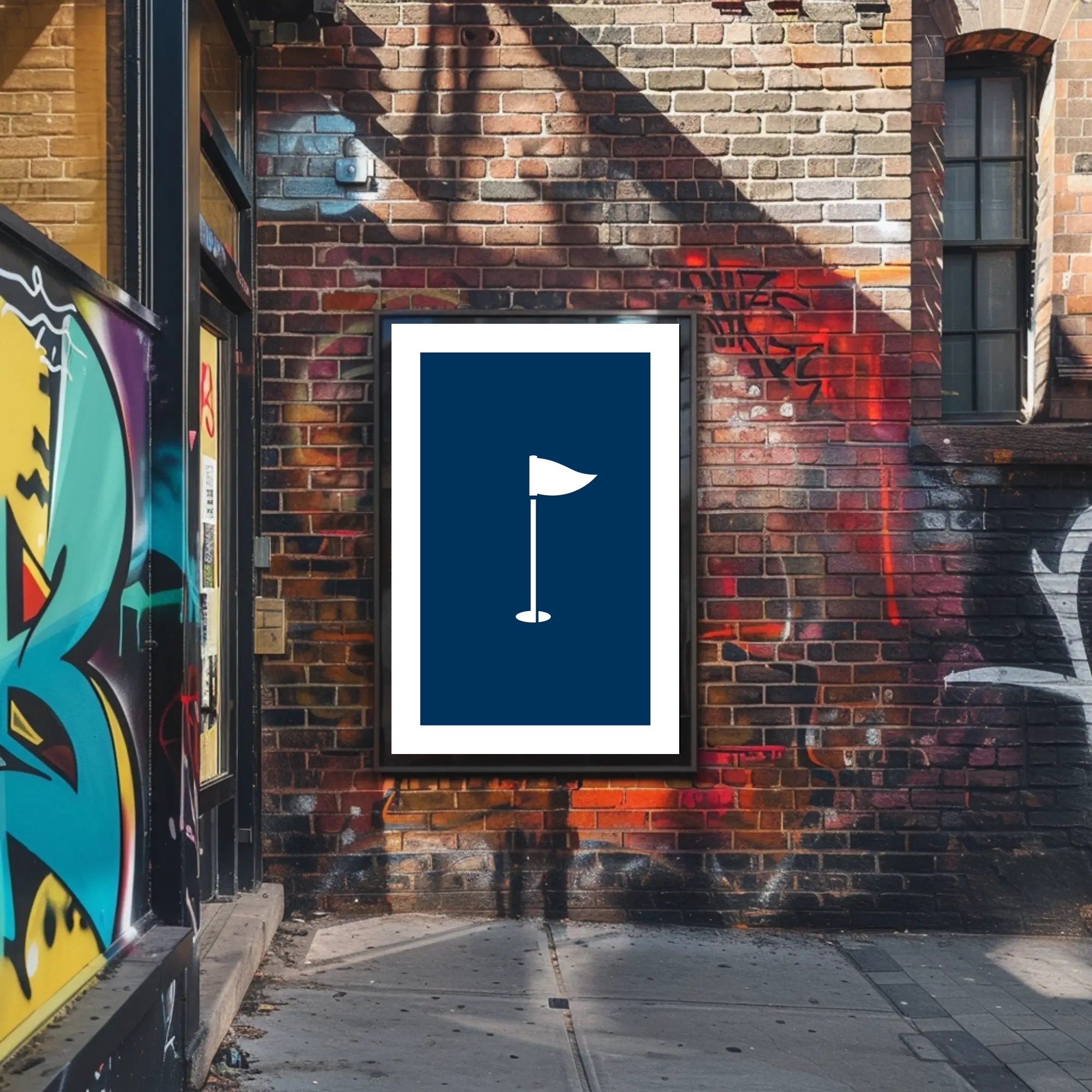 Minimalist White Flag on Deep Blue Background Poster