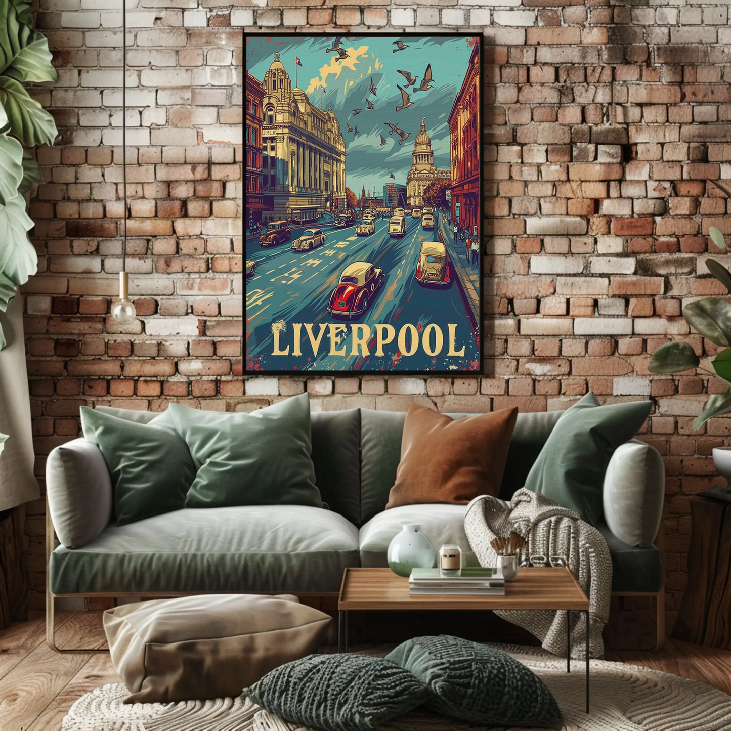 Historic Liverpool Downtown Travel Poster