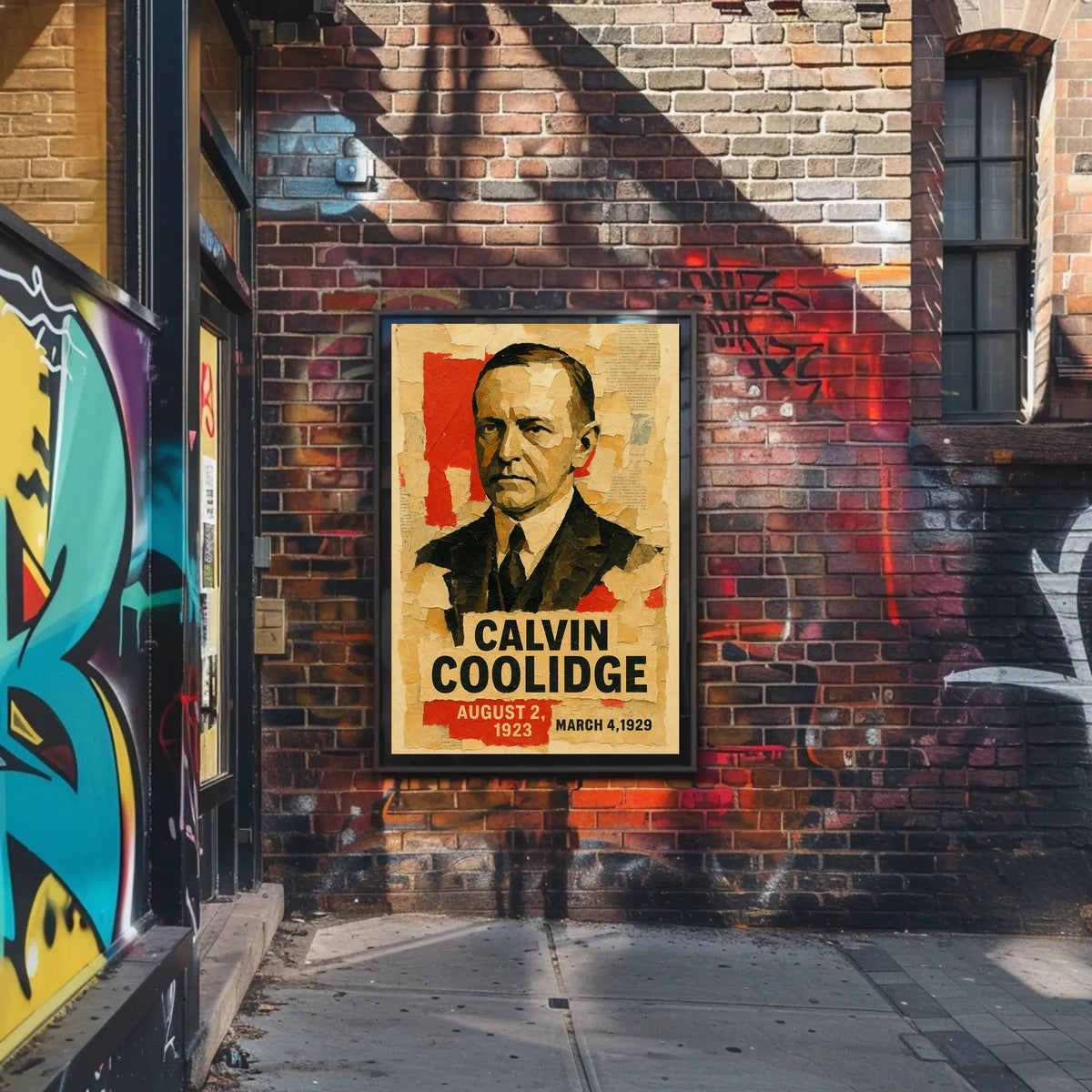 Calvin Coolidge 30th President of the United States Layered paper Collage Poster