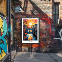 Bath River Bridge Sunset Scene Travel Poster PosterGoat