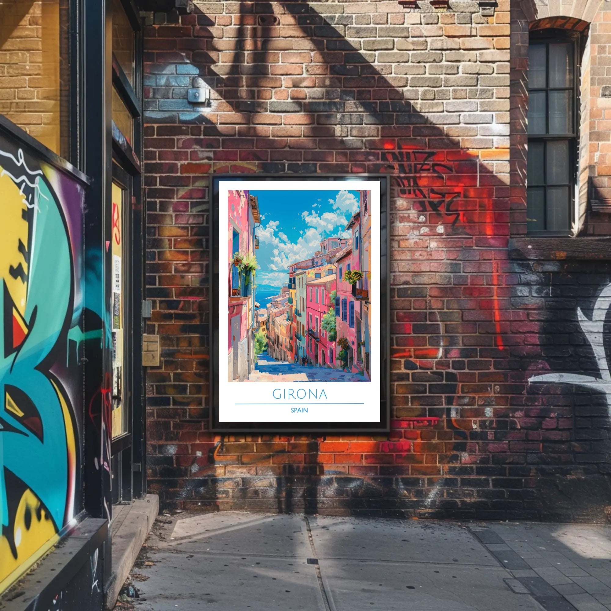 Colorful Streets of Girona Poster