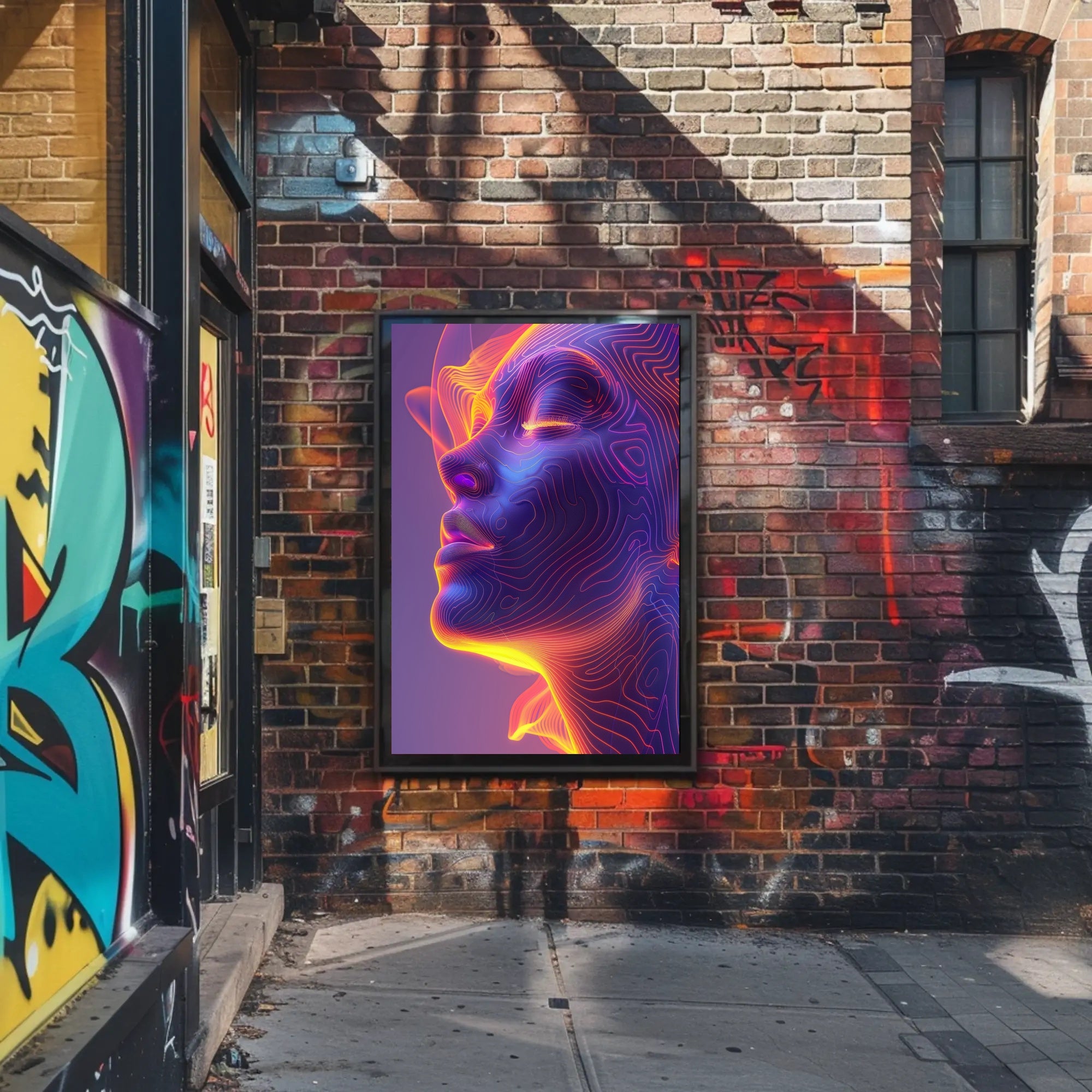 Futuristic Neon Abstract Art Print - Futuristic Sci-Fi Poster PosterGoat