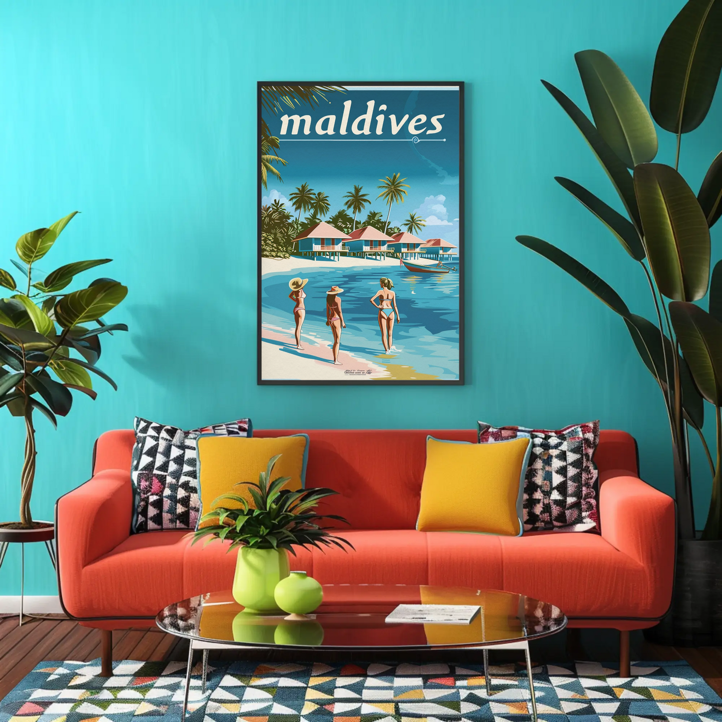 Maldives Vintage Travel Poster - Beachside Paradise
