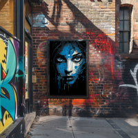 Intense Blue Gaze Abstract Portrait Art Poster