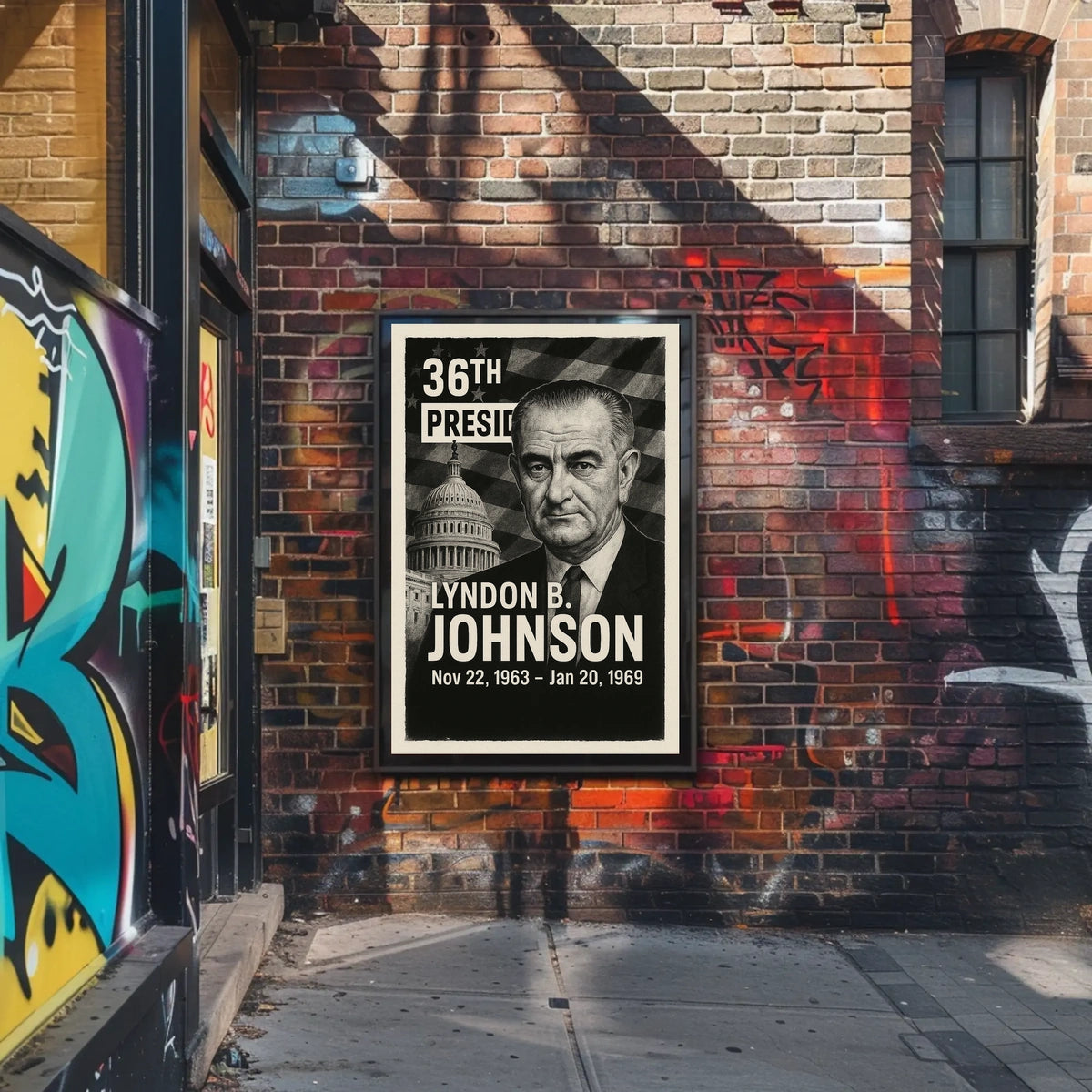 Lyndon B. Johnson 36th President of the United States Digital Montaje Poster