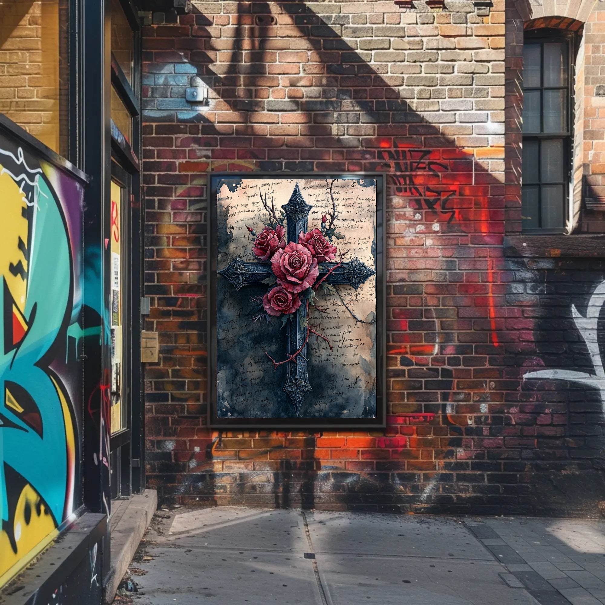 Roses And Cross Poster