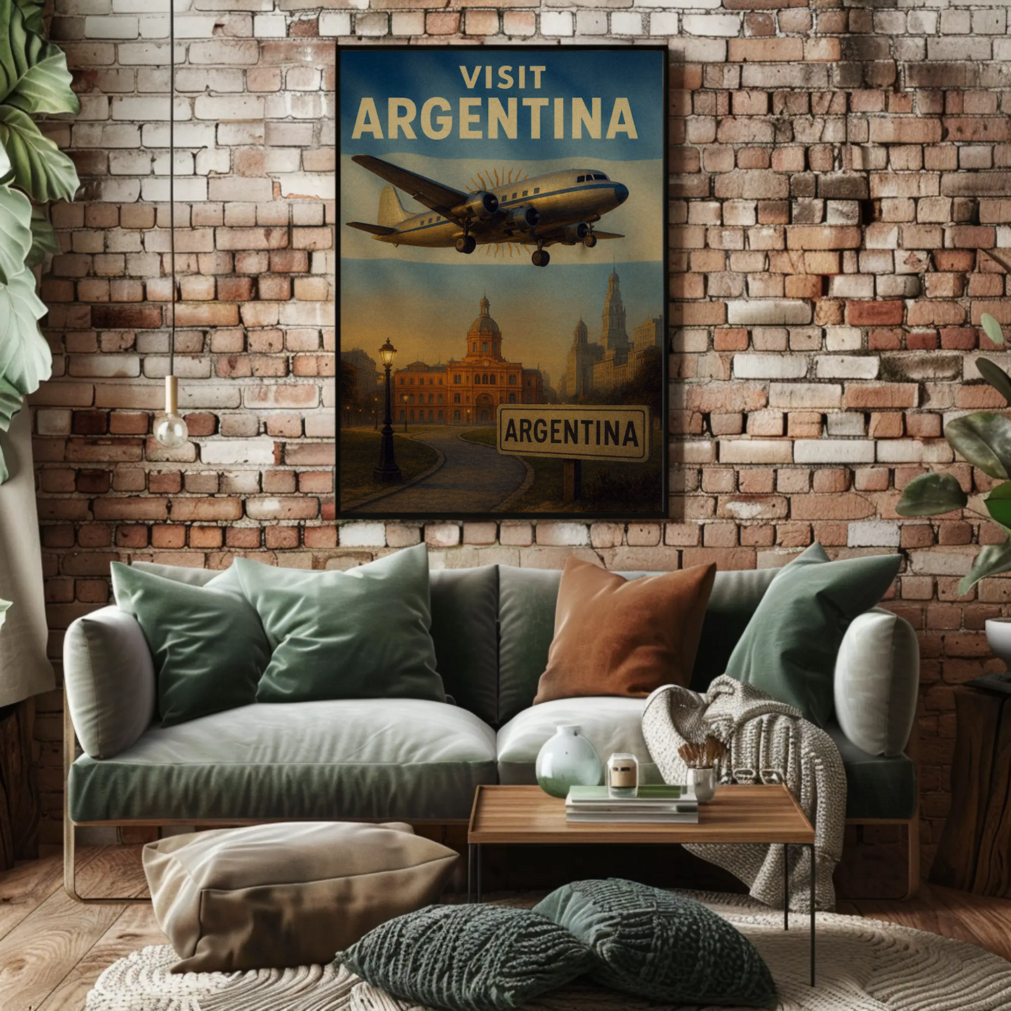 Visit Argentina Buenos Aires Airplane Flight Travel Poster