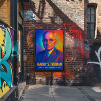 Harry S. Truman 33rd President of the United States Neon Gradient Overlay Poster