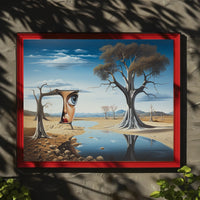 Surreal Desert Landscape with Human-Tree Artistic Poster