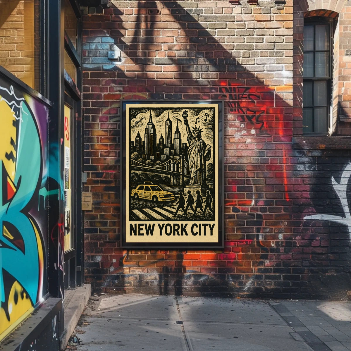 New York City Iconic Skyline Poster Vintage Wall Art