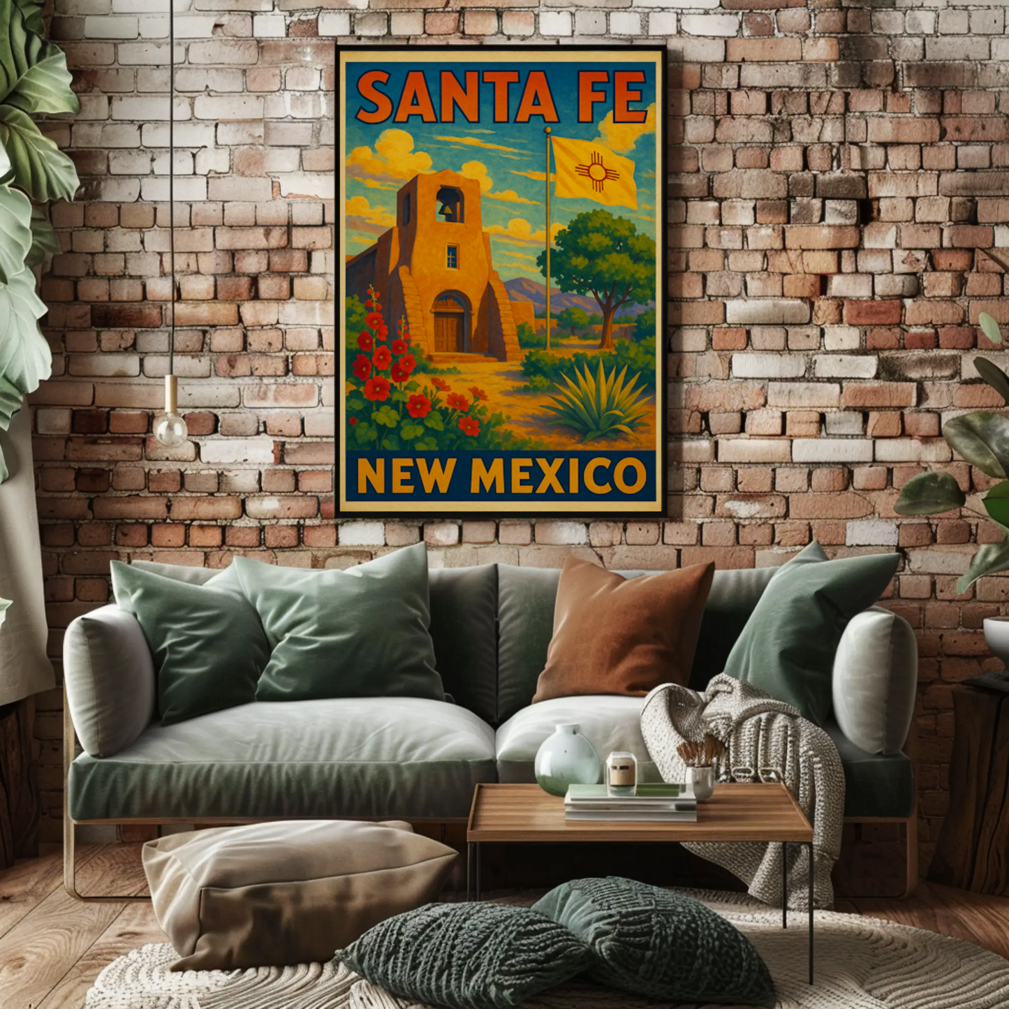 Santa Fe Adobe Charm, Mid-Century Travel Poster