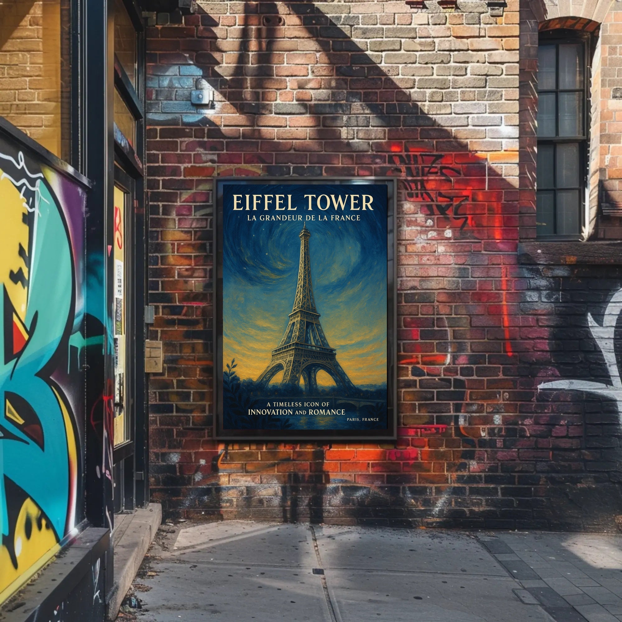 Eiffel Tower Under Starry Sky: Vintage Travel Poster