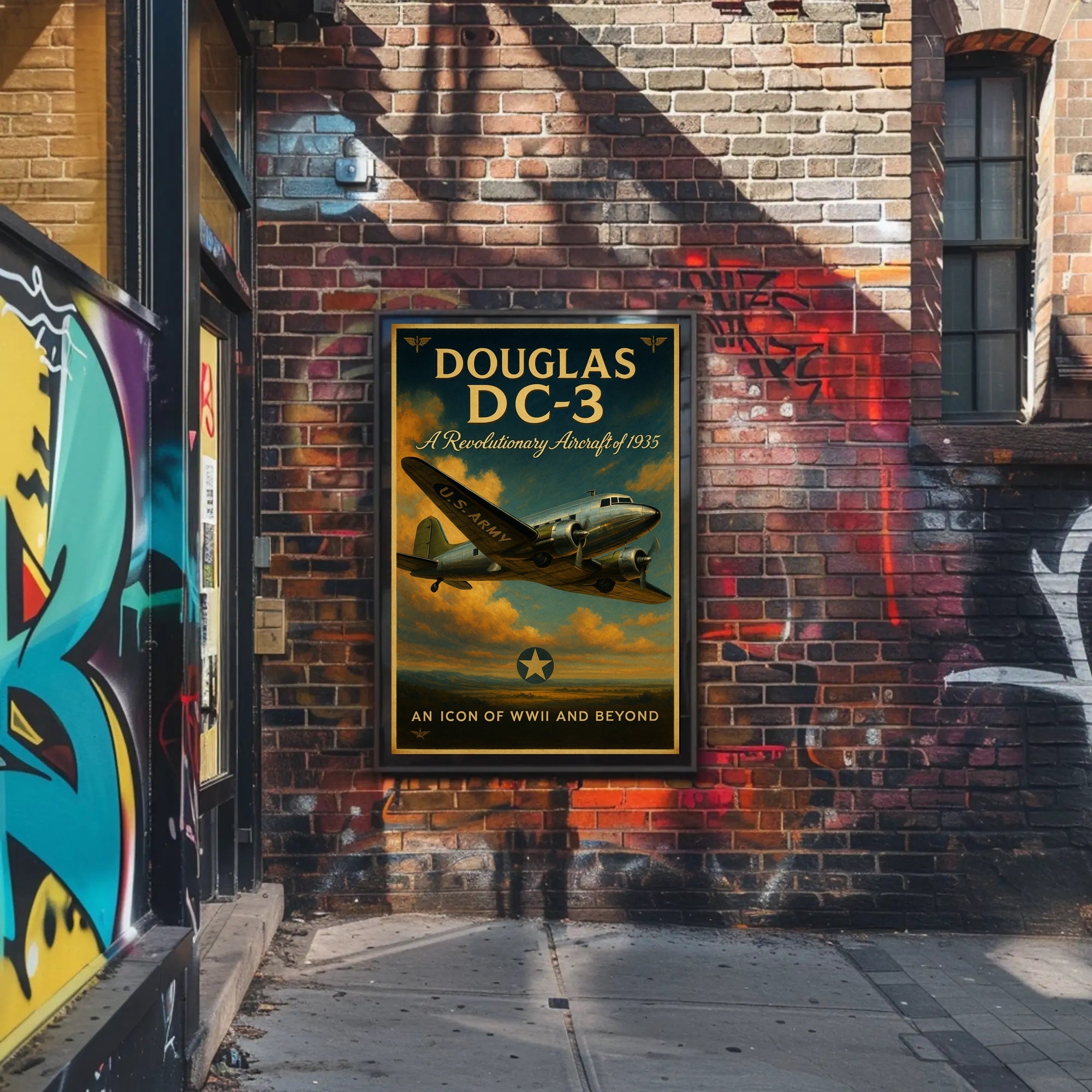 Douglas DC-3 Vintage Aircraft Poster Print