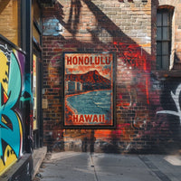 Honolulu Vintage Travel Nostalgia Seekers Art Deco Poster