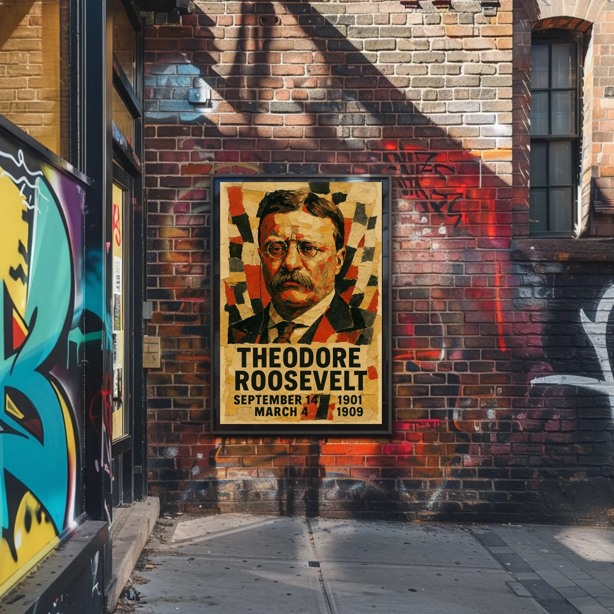Theodore Roosevelt 26th President of the United States Layered paper Collage Poster