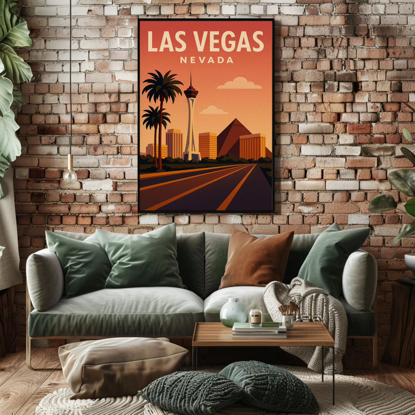 Las Vegas Nevada Skyline Stratosphere Sunset View Poster