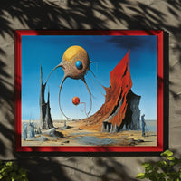 Surreal Desert Fantasy with Tentacled Spheres Art Poster
