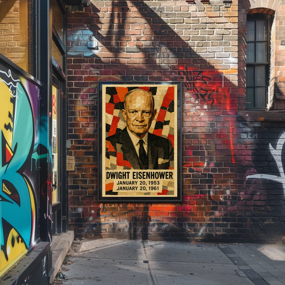 Dwight D. Eisenhower 34th President of the United States Layered paper Collage Poster