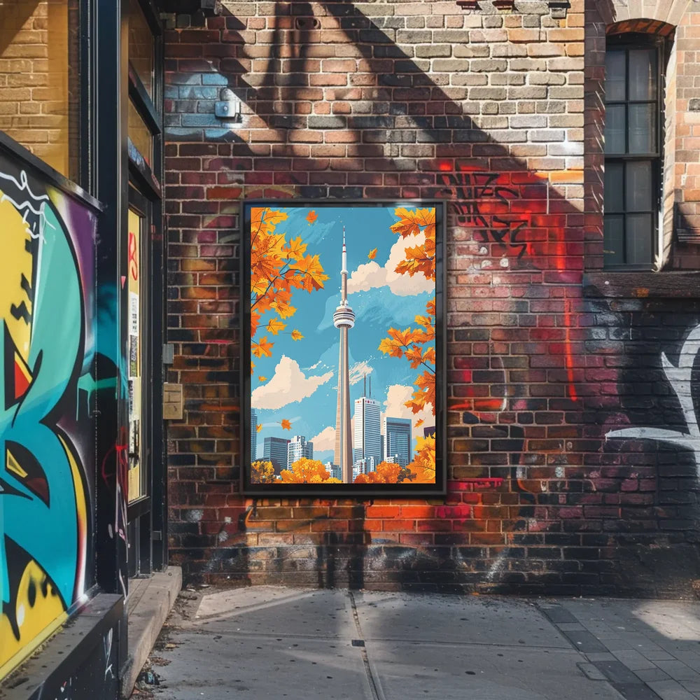 Toronto CN Tower Autumn Skyline Poster Art
