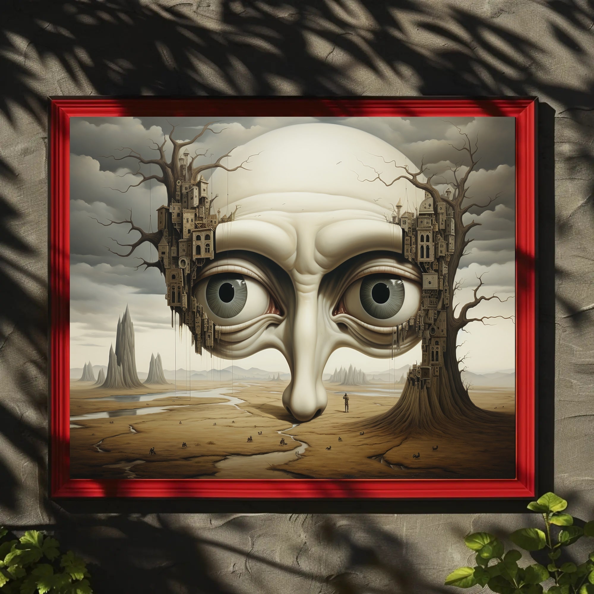 Surreal Landscape with Gigantic Face Futuristic Sci-Fi Poster