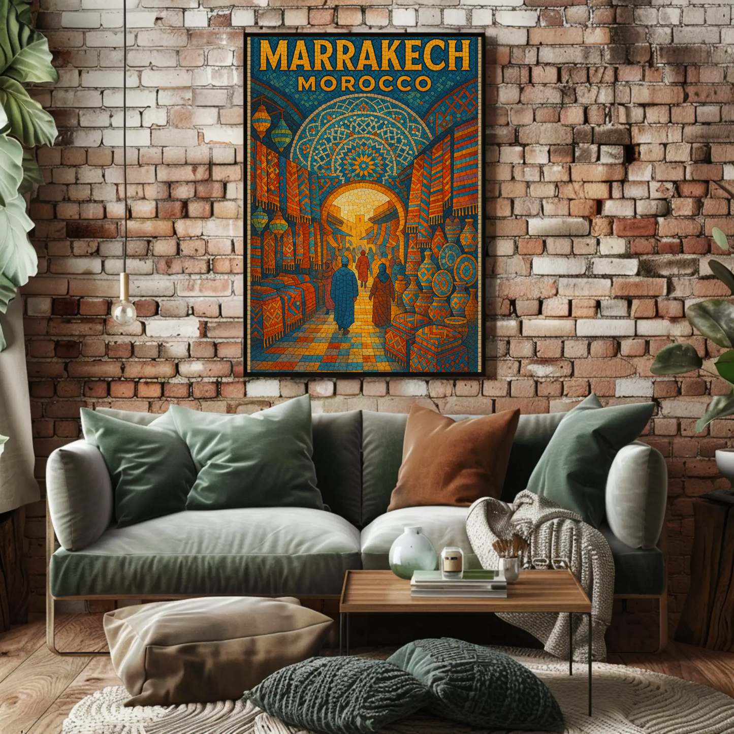 Marrakech Morocco Mosaic Market Scene Poster Poster