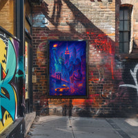 New York City Nightlife Poster Abstract Cityscape Wall Art