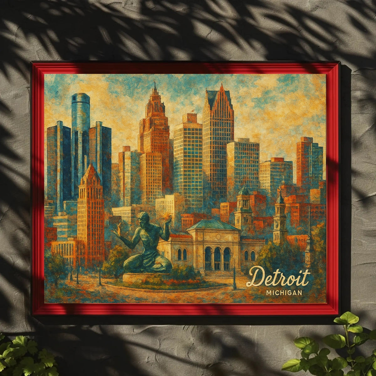 Detroit Skyline Art Poster