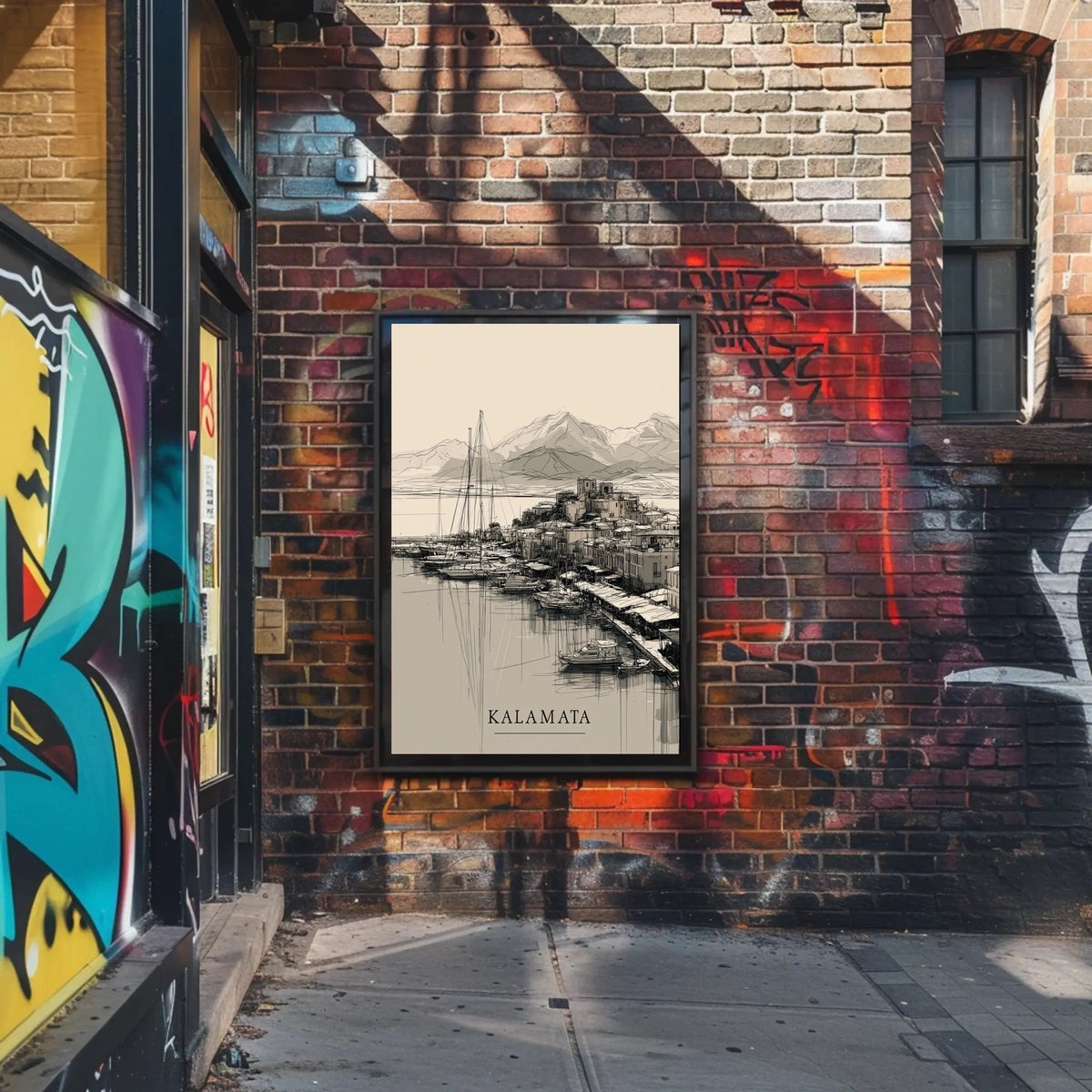 Kalamata Harbor Sketch Poster