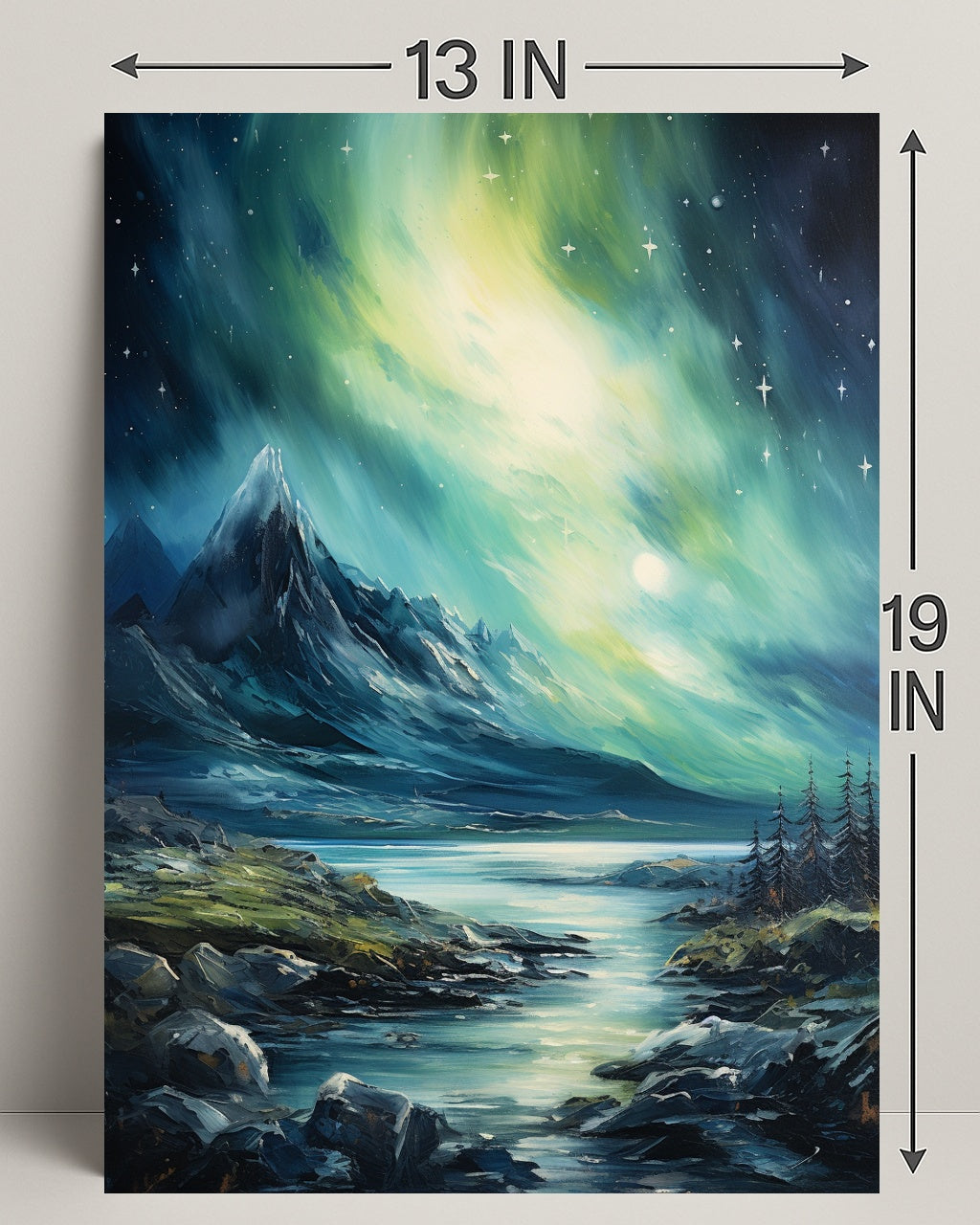 Northern Lights Over Majestic Mountains Poster