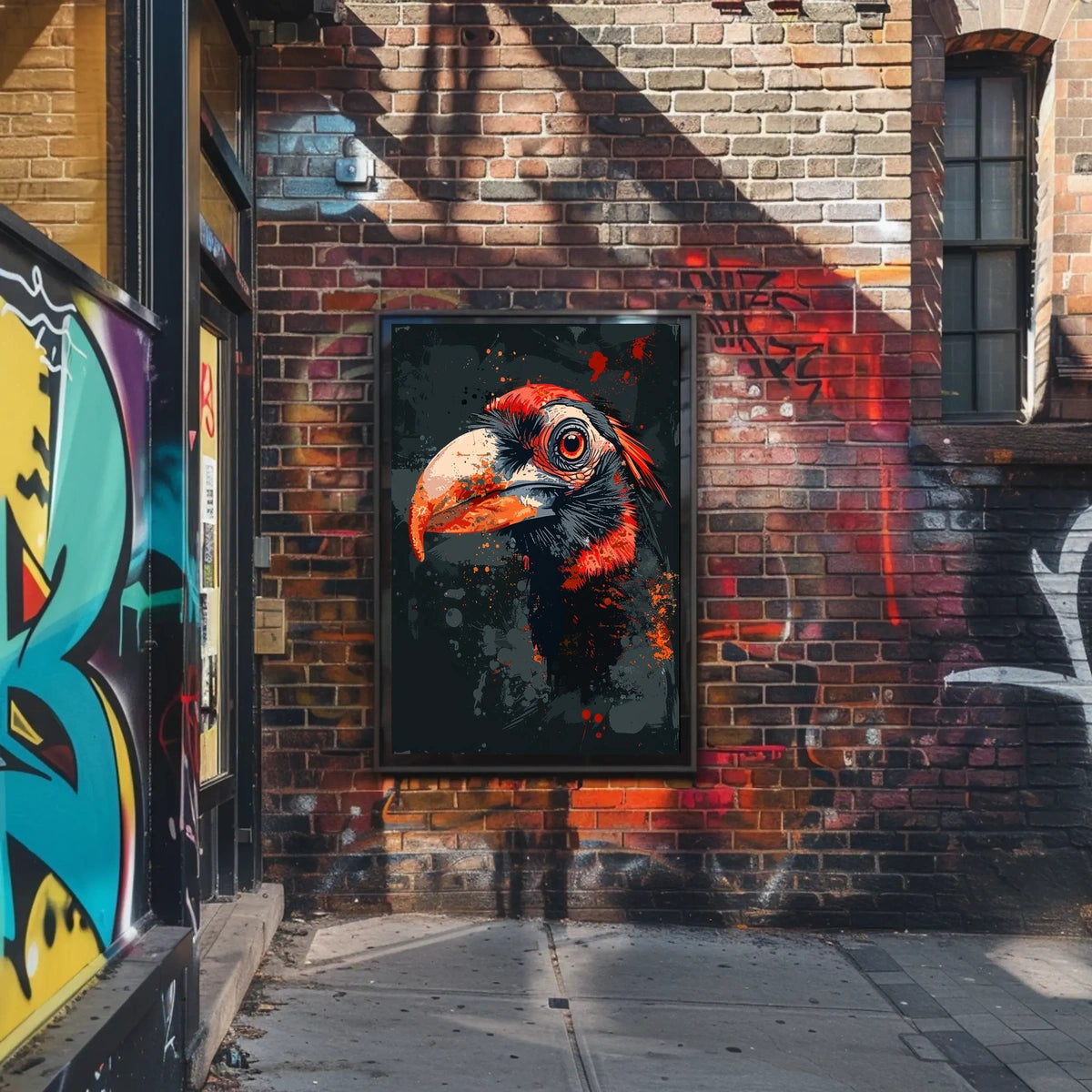 Hornbill Graffiti Art Poster: Vibrant and Dynamic