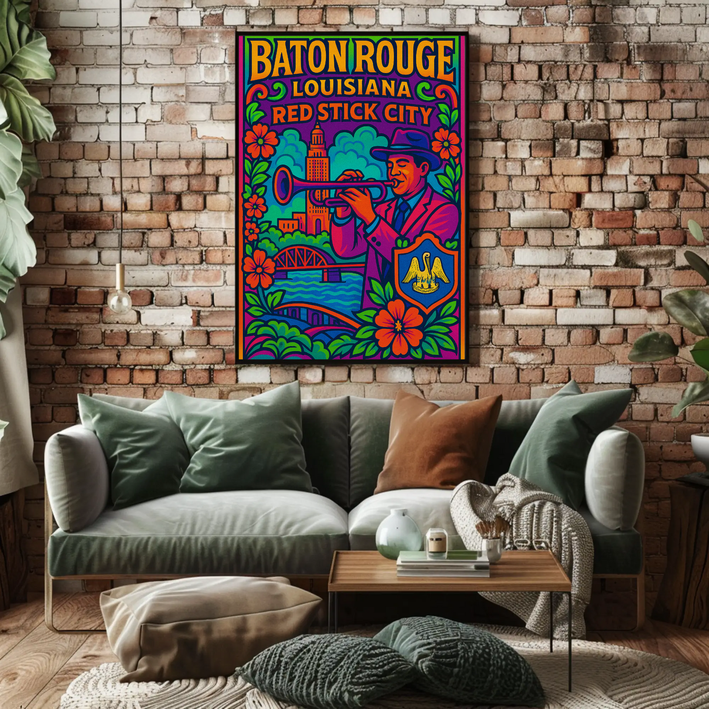 Baton Rouge Red Stick City Travel Poster