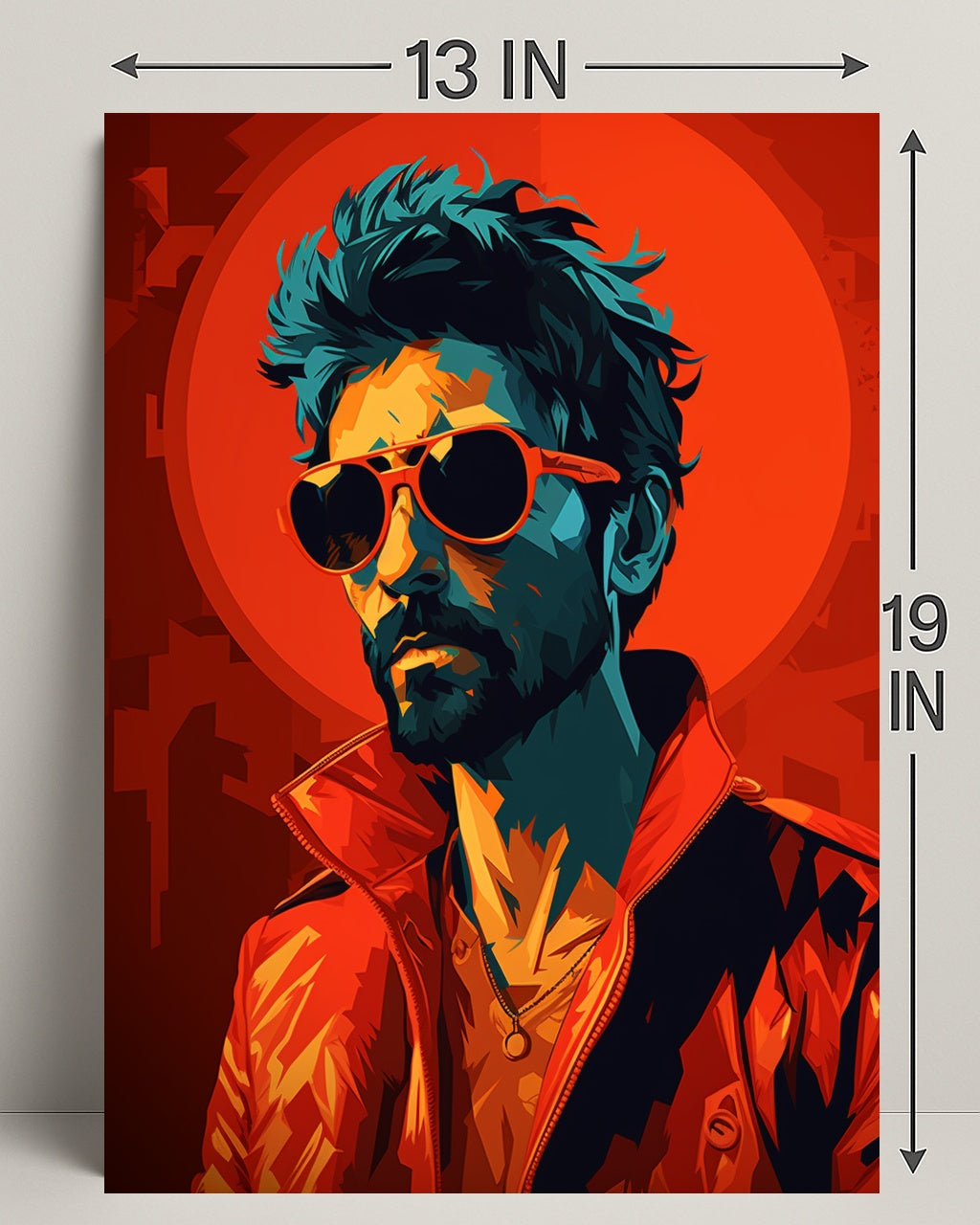 Vibrant Portrait In Red Poster PosterGoat