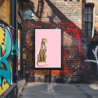 Leopard Against Pink Background Animal Poster PosterGoat