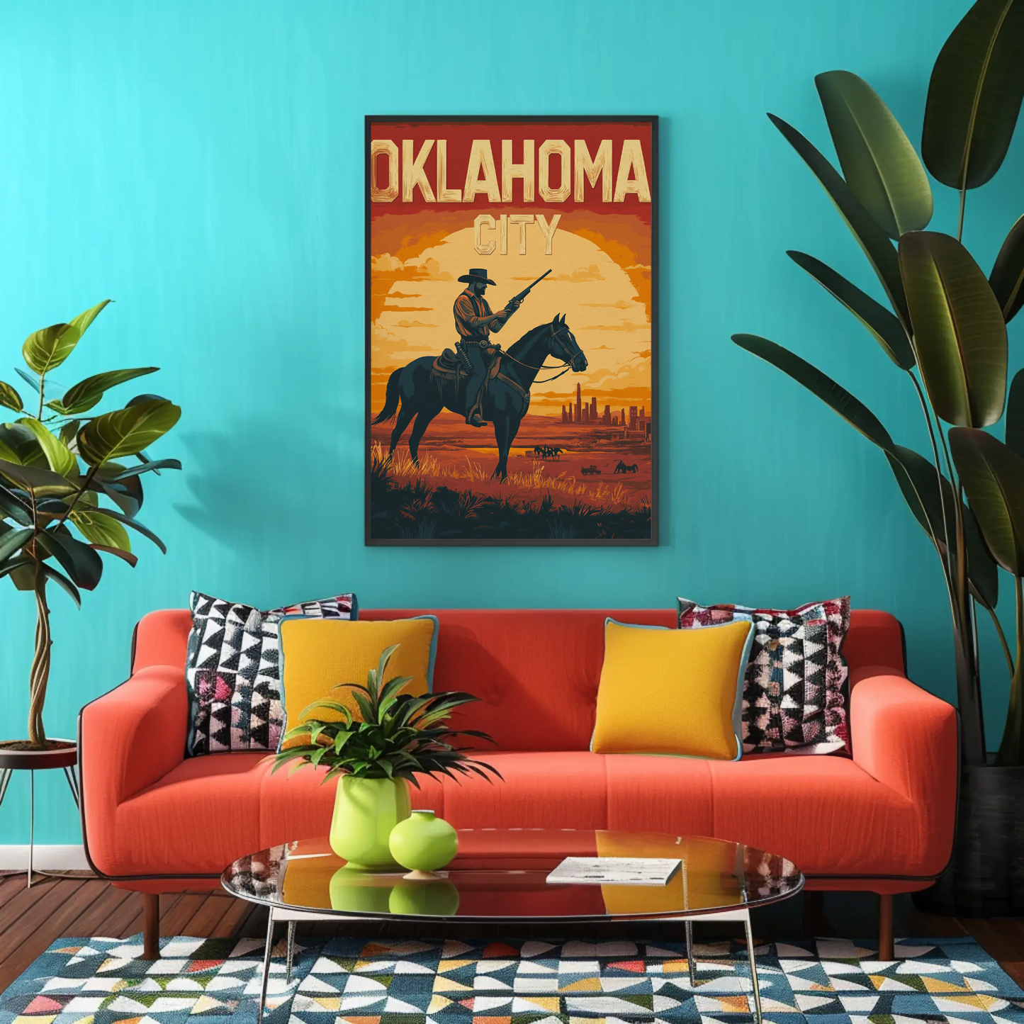 Oklahoma City Vintage Poster - Western Horizon