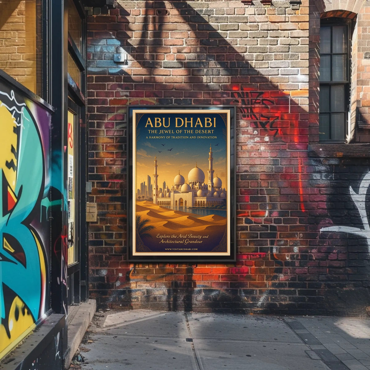 Majestic Abu Dhabi Vintage Travel Poster