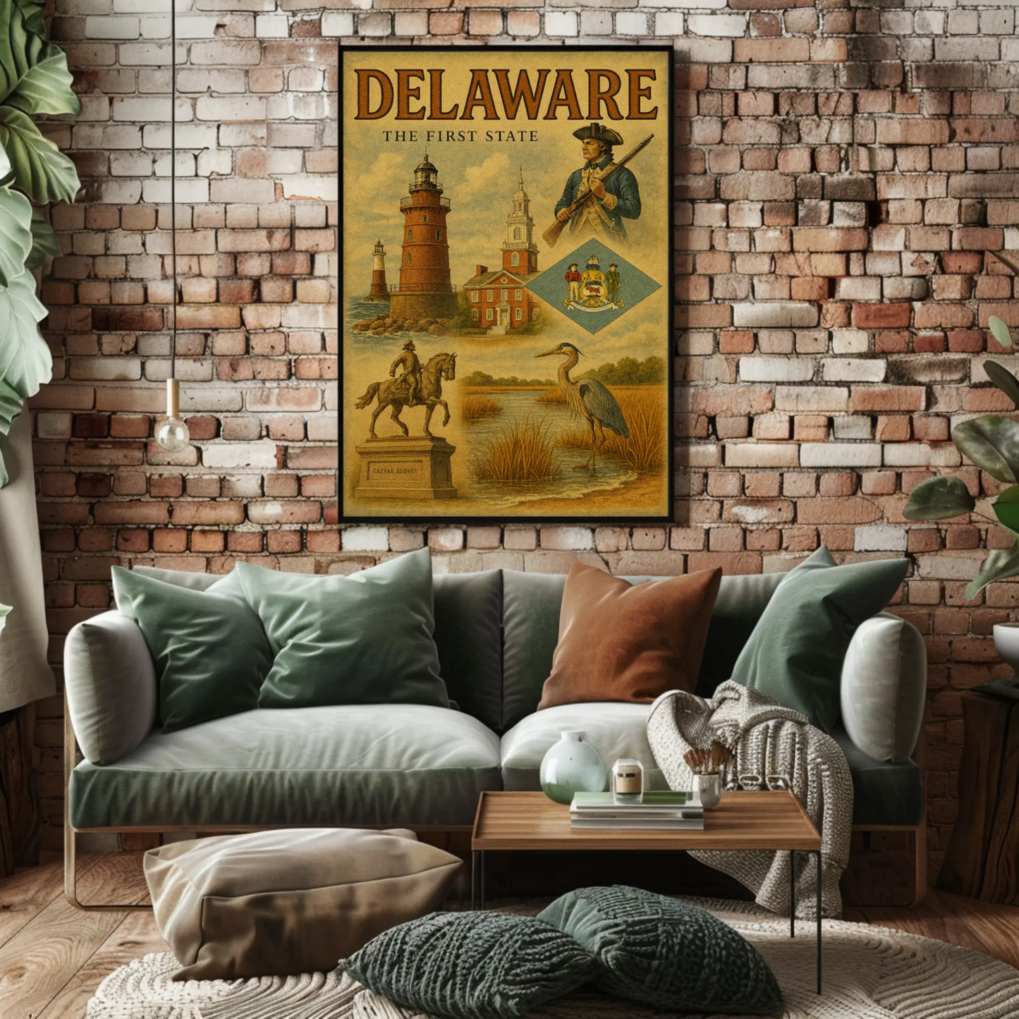 Delaware Founding History Colonial Heritage Travel Poster