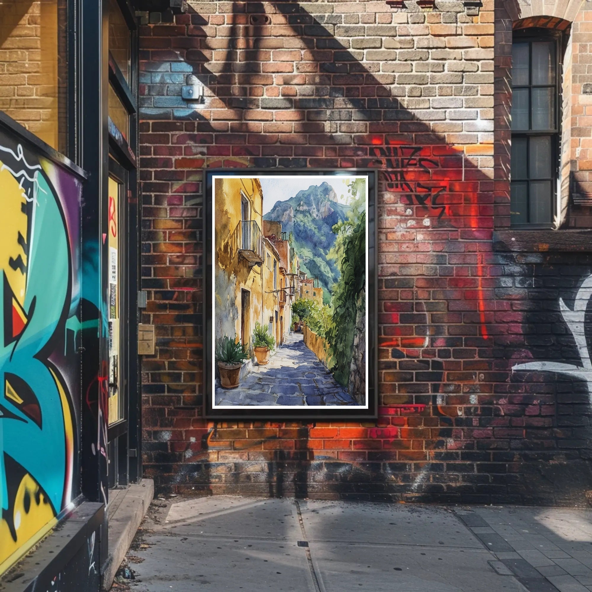 Serene Italian Village Scene Poster PosterGoat